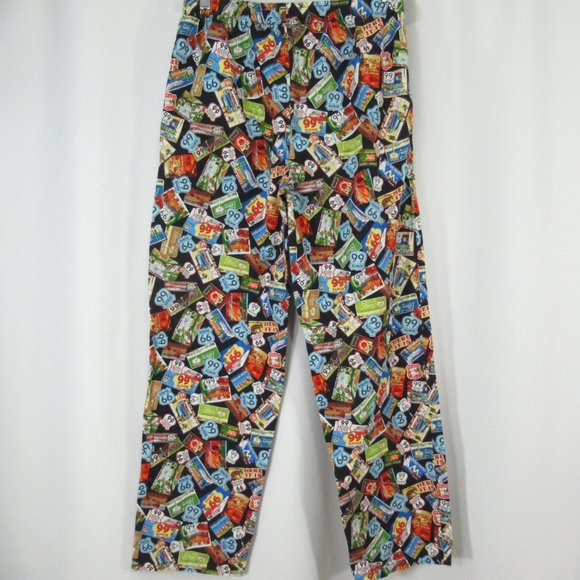The Cats Pajamas PJ Lounge Pants Route 66 Collage Mens Medium Pockets Cotton - Picture 4 of 11